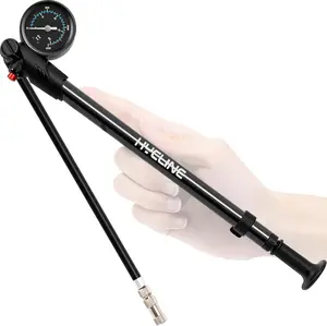 Hycline High Pressure Shock Pump with Gauge: 300 PSI Bicycle Pump for Front Fork & Rear Suspension - Mini Pump with Air Bleed for Road Mountain Bike Fits Schrader & Presta Valve