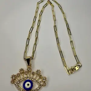 53. chain with eye pendant, chain size 20”/ laminado 14k