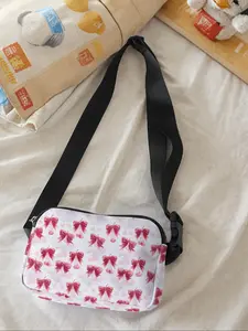 Creative Bow Pattern Large Capacity Travel Organizer Bag, Portable Zipper Closure Crossbody Bag, Casual Fashion Waist Pack for All Seasons