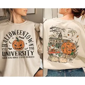Halloweentown Est 1998 Back and Front Sweatshirt, Retro Halloween Town Crewneck Sweater Halloweentown University Halloween Fall Sweatshirt, Halloween Party 2024 Shirts