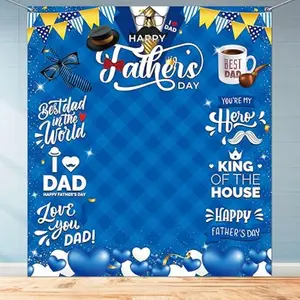 Father's Day Party Photo Background Banner, Party Backdrop Decoration, Happy Father's Day Theme, Suit Tie Glasses Hat Elements, Family Gathering Decor