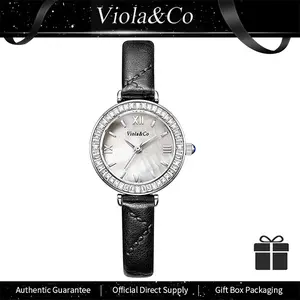 Ladies' luxury diamond watch -30M waterproof, mother of pearl dial, simple design, preferred for white-collar workers, it is my perfect Christmas gift choice,crystal encrusted watch,crocodile leather strap,luxury quartz watch,elegant dress watch