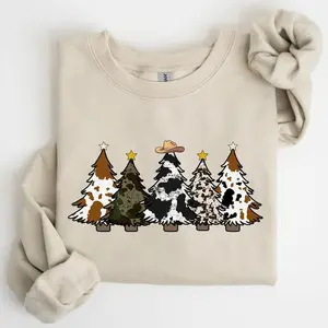 Cowboy Christmas Trees, Winter, Snow, Santa Sweatshirt, Women's Crew Neck, Crewneck