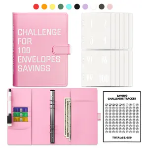 [Spring Plan]2Pack-100Envelopes Saving Budget Binder-A5Money Saver Budget Binder Book with CashEnvelopes&Numbers,DlY Detachable Transparent A5Notepad&Budget Planner-Easy&Funny Ways to Save$5,050Cash Envelope Challenge Binder,Storage Bag,Saving Tips