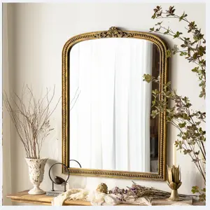 ZIYOO 42.5”x32” French Vintage Arched Wall Mirror | Gold Ornate Baroque Frame Decorative Mirror | Antique Accent Mirror for Living Room, Bedroom, Entryway, Fireplace | Luxury Wall Decor Mirror