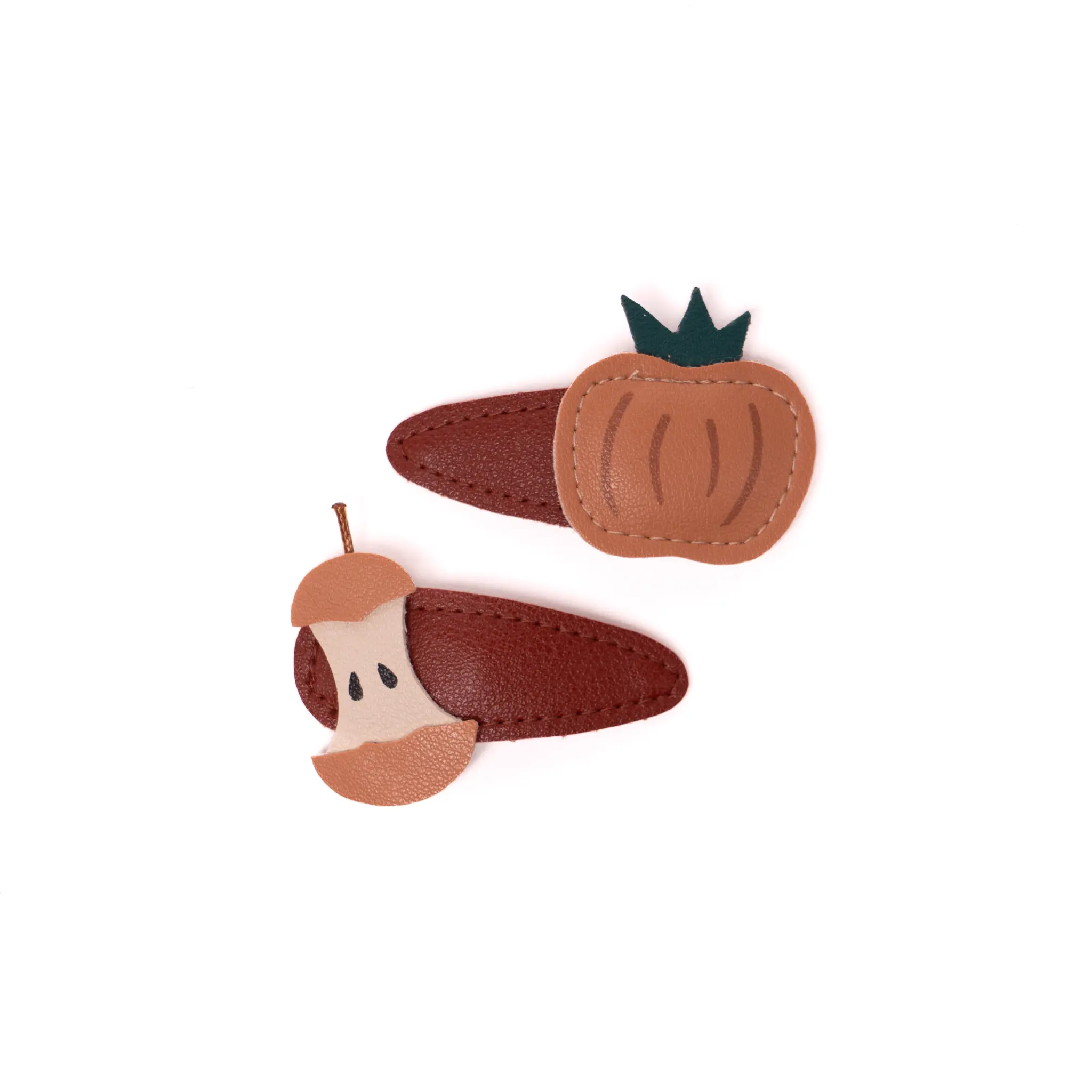 Leather Persimmon & Bitten Persimmon Snap Clip Set – 2 Pieces