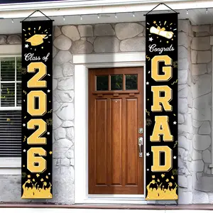 2 Pack Graduation Door Banners 2026 - Class of 2026 Decor, Congrats Grad & Graduation Banner | Grad Party Supplies for Home Wall Door Decor