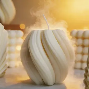 Spiral Aesthetic Soy Candle, Lavender Scented Handmade Twisted Pillar Wax, 5.3x5.5cm, Long-lasting 10-hour Clean Burn, Suitable for Home Decoration, Valentine's Day, Christmas, Halloween, and Gifting