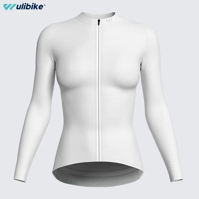 Wulibike Women's Jersey, Long-Sleeve Cowl Neck Biking Top, Quick Dry Performance Fabric with 4 Pockets and Reflective Strips, Cycling, Fitted, Breathable Fabric, Zip Garage