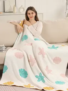 ComfyLuxe Multi-Colored Seashells & Starfish Pattern Luxury Soft Throw Blanket