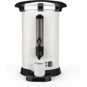 GARVEE Commercial 120 Cups Coffee Urn, 18L Double Stainless Steel Coffee Maker, Hot Water Urn for Catering, Meeting, Wedding(White)