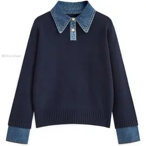 Womens Oversized Sweater Cozy Chunky Long Sleeve Mock Turtleneck V Neck Button Down Denim Polo Pullover Tunic SweatersDD17CoreComet