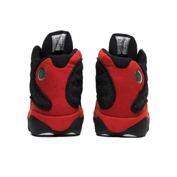 Black Red High‑Top Basketball Sneakers, Perforated Textured Upper, Red Suede Side Overlays, Black Rubber Outsole, Lace‑Up Closure, Cushioned Midsole, Non‑Slip Wear‑Resistant Outsole, Classic Street Athletic Footwear