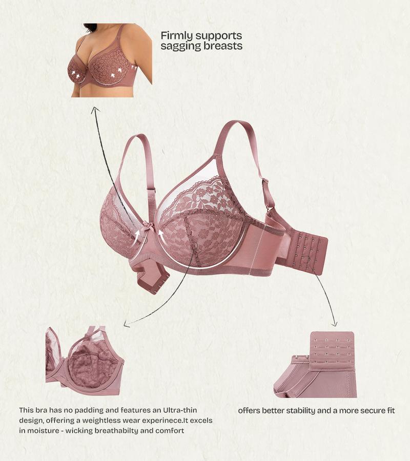 Lacsper Daisy minimizer Bra Floral Lace Unlined Comfort Non-Padded Full Coverage Plus Size Underwire with Supportive Under Band Comfortable Fit Lacsper Daisy minimizer Bra Floral Lace Unlined Comfort Non-Padded Full Coverage Plus Size Underwire with Supportive Under Band Comfortable Fit