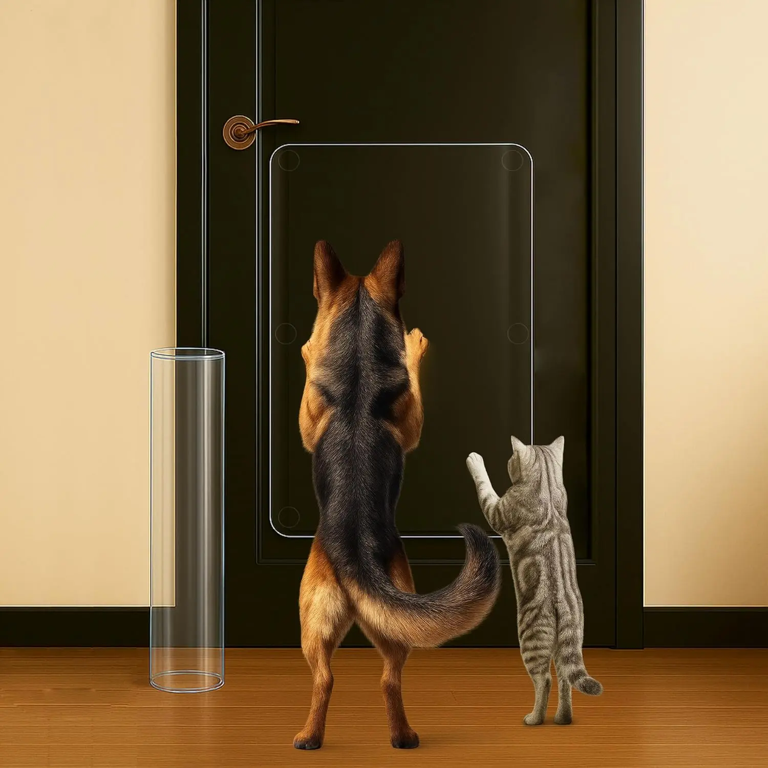 Heavy Duty Door Protector from   16 x 30'' Transparent PVC Pet Door Guard Protection, Easy Install & Remove Custom-Cut Anti-Scratch Shield for Interior Doors,   Prevention 1-Pack