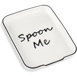 Ceramic Spoon Rest for Stove Top, Kitchen Decor Coffee Spoon Holder for Counter Cooking Utensil Rest (White)