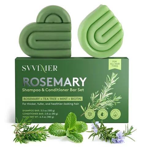 Svvimer Haircare Shampoo & Conditioner Set - Rosemary Biotin Travel Toiletries for Hair Growth, Strengthening, Thickening, Volumizing - Sulfate-Free, Naturally Derived, Moisturize & Shine, 6.3 oz, for Any Adult