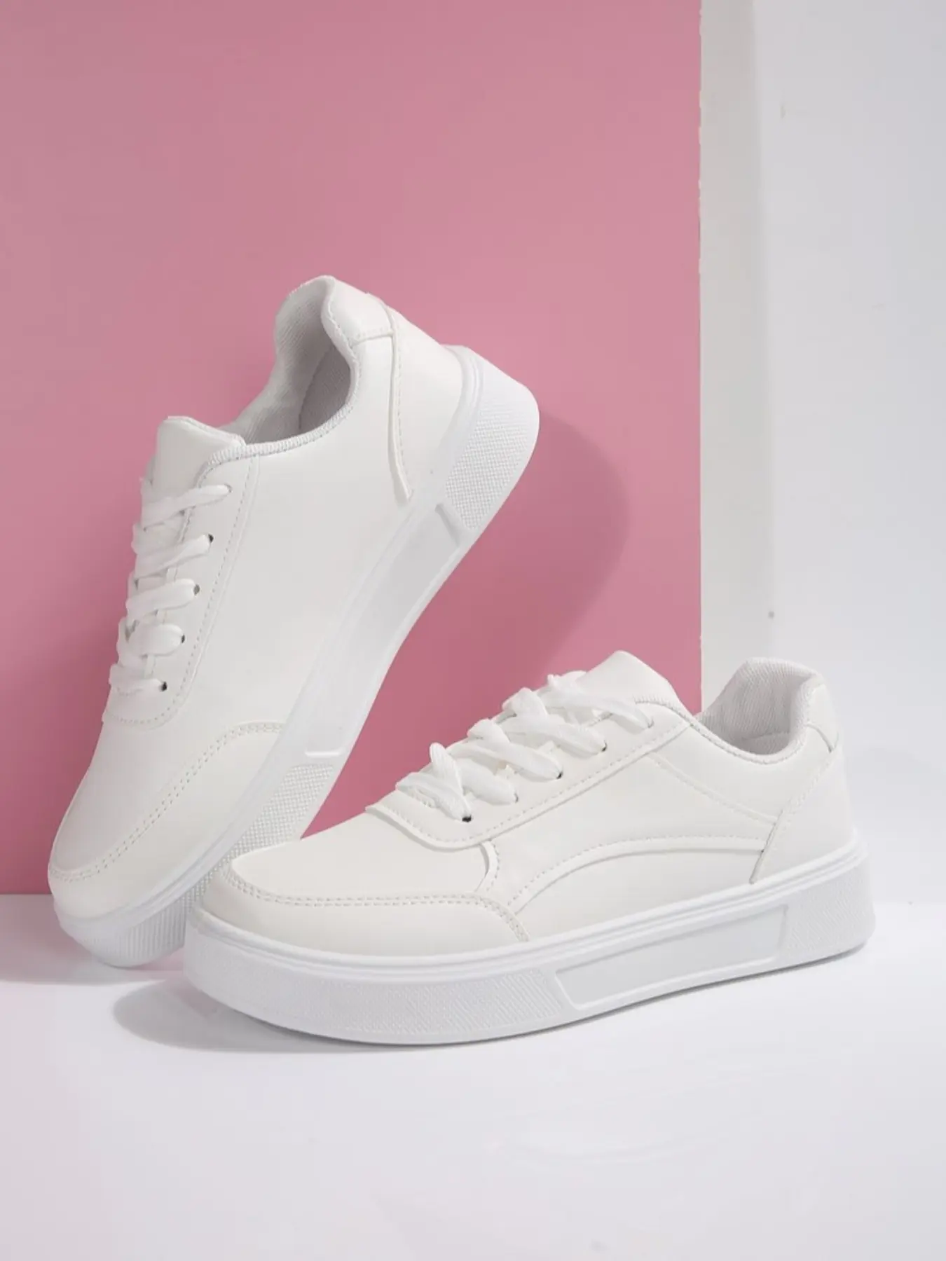 New Women's Casual Sneakers Flat Round Toe Running Shoes, Sneaker Flats, Lace-Up Slip-On Single Shoe, Comfortable Trendy Versatile Ladies' Leisure Footwear