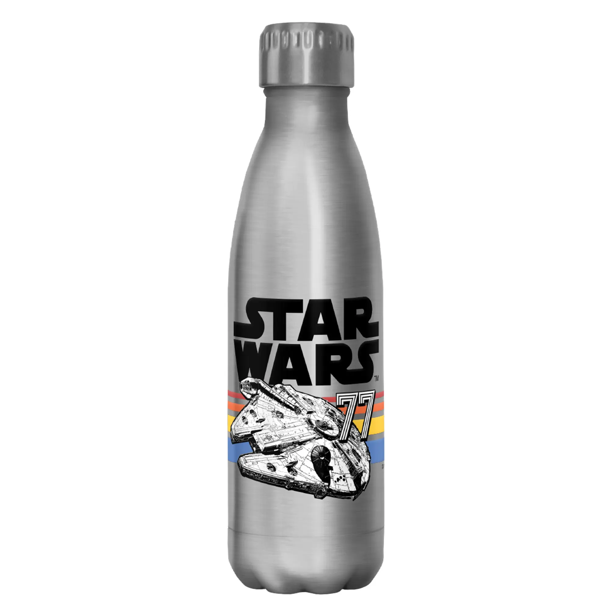 Star Wars Vintage Falcon Stripes Insulated Double-Wall Stainless Steel Water Bottle, 10x2.5", Travel Water Bottle for Adults