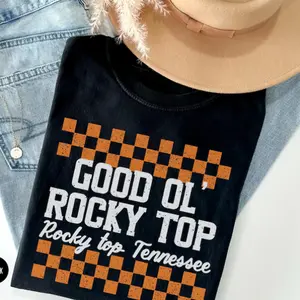 Good Ol' Rocky Top T-Shirt |Tennessee Football Tee | Distressed Vintage Checkerboard Shirt Top | Gift for Volunteers | Game Day