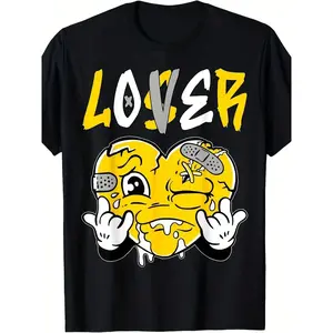 Loser Lover Yellow Drip Heart Matching Outfit T-Shirt For Men - Fashionable Graphic Tees For Couples - Soft And Comfortable Wear For Casual Occasions