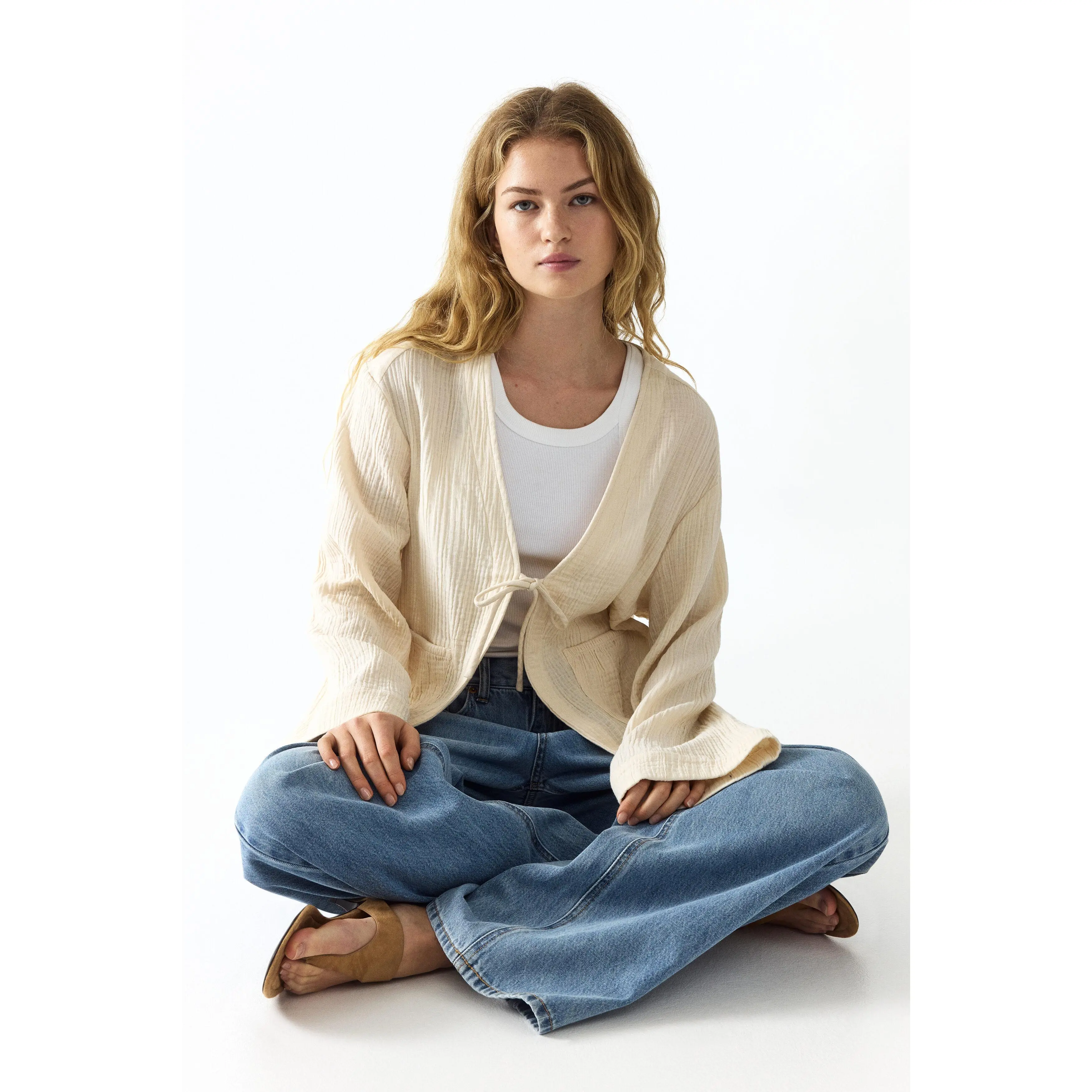H&M Tie-front muslin jacket