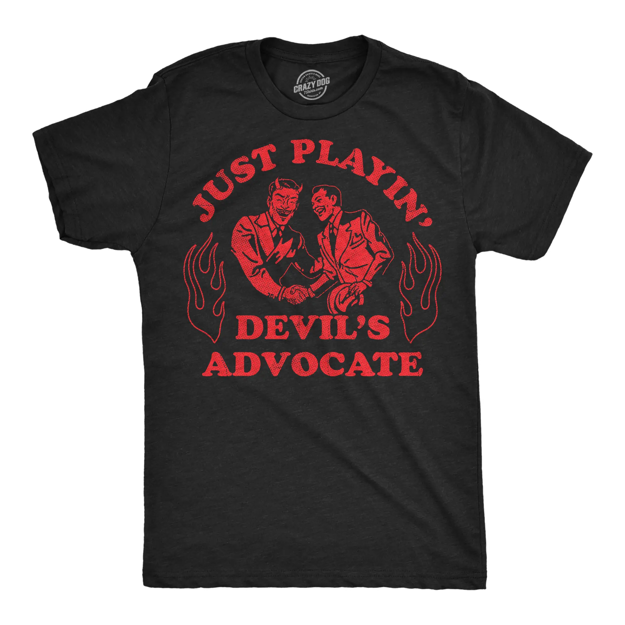 Mens Funny T Shirts Just Playing Devils Advocate Sarcastic Satan Graphic Novelty Tee for Men Mens Funny T Shirts Cool Vintage Fashion T-Shirt Gift Classic Menswear Halloween Apparel for Men Funny Halloween Black -