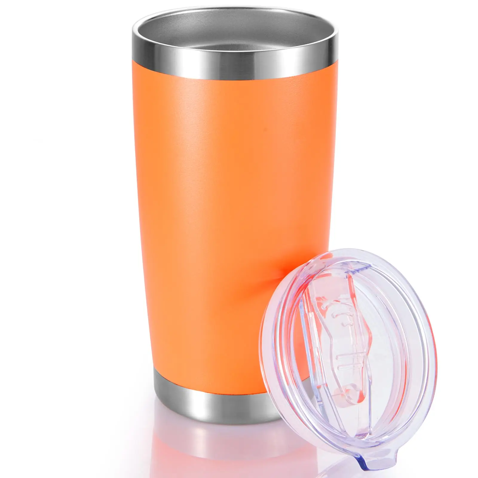 20 Oz Tumbler Stainless Steel Tumblers With Lid Double Wall Vacuum Insulated Coffee Mug 20oz Powder Coated Cup For Hot And Cold Drinks  Orange 1 Pack