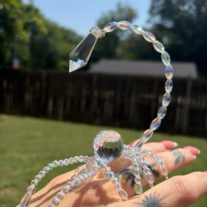 Crystal Beaded Scorpion Sculpture | Handmade Crystal Scorpion Decor | Sun Catcher Style Figurine Handmade Crystal Goth Witchy Decor Gifts
