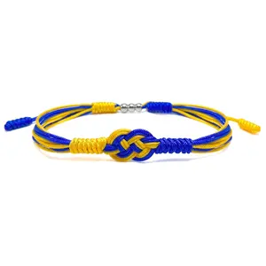 Ukraine Infinity String Bracelet, Ukrainian Proud Forever Country Flag Color Tibetan Bracelet, Surfer WristWrap Bracelet for Men, Women, Forever Friendship, Lucky and Protection (Ukraine)
