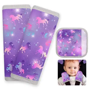 Seat Belt Cover Pad for Baby, Soft Seatbelt Cushion Covers for Kids 2Pcs Car Seat Strap Shoulder Pads for All Car Seats, Stroller, High Chair, Purple