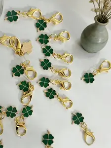 10/20 Piece Lucky Charm Four-Leaf Clover Motif Keychain Set, Zinc Alloy Card Plant Design, Lobster Clasp, Keychain For Bags, Perfect Gift for Graduation, New Semester Gifts, Wedding