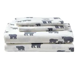 Eddie Bauer Bear Family Grey Cotton Full Sheet Set