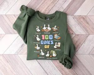 100 Days Of Being A Silly Goose Sweatshirt, 100th Day School Celebration Tee, 100 School Goose Shirt, Cute 100 Days School Sweater, 100 Top