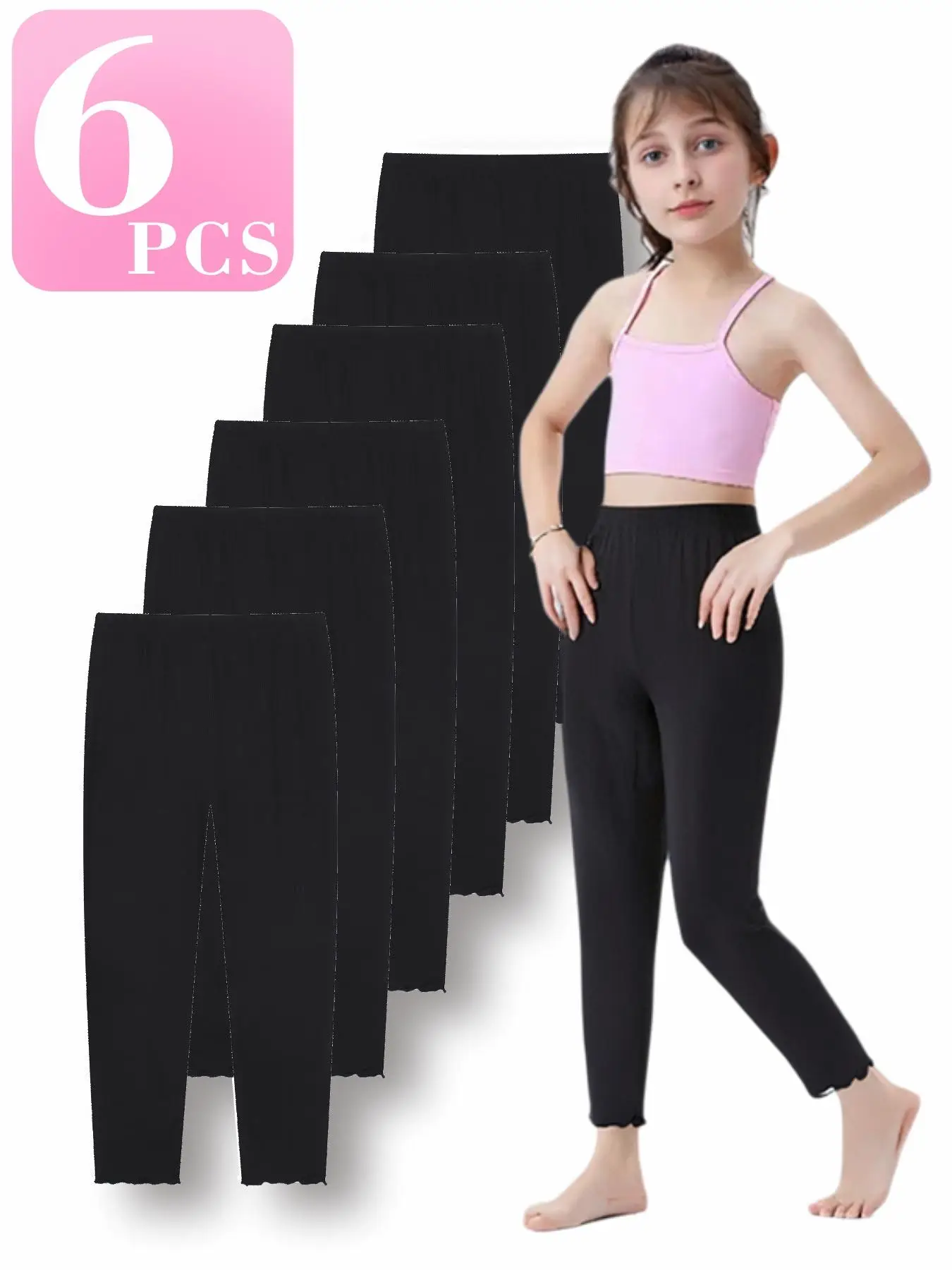 Girl's Solid Color Leggings, Casual Athletic Comfy Breathable Skinny Pants for Daily Wear, Kids Bottoms for All Seasons, Youth Leggings