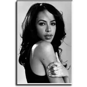 American Singer R and B Aaliyah Black and White Wall Poster