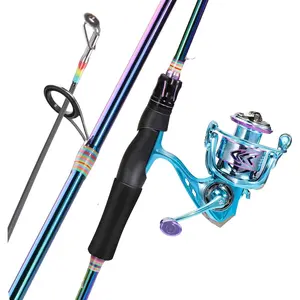 Spinning Fishing Reel Rod Combo, Two count Colorful Poratble Light Weight Fishing Rod with  Fishing Gear for Freshwater Saltwater