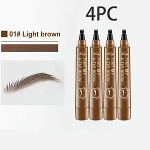 4 Pack 3D Multi-Point Waterproof Eyebrow Pencil, Long-Lasting 24 Hours, Smudge-Proof, Easy to Use, Perfect Gift