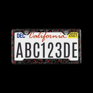 Forged Carbon Fiber License Plate - Red Forged