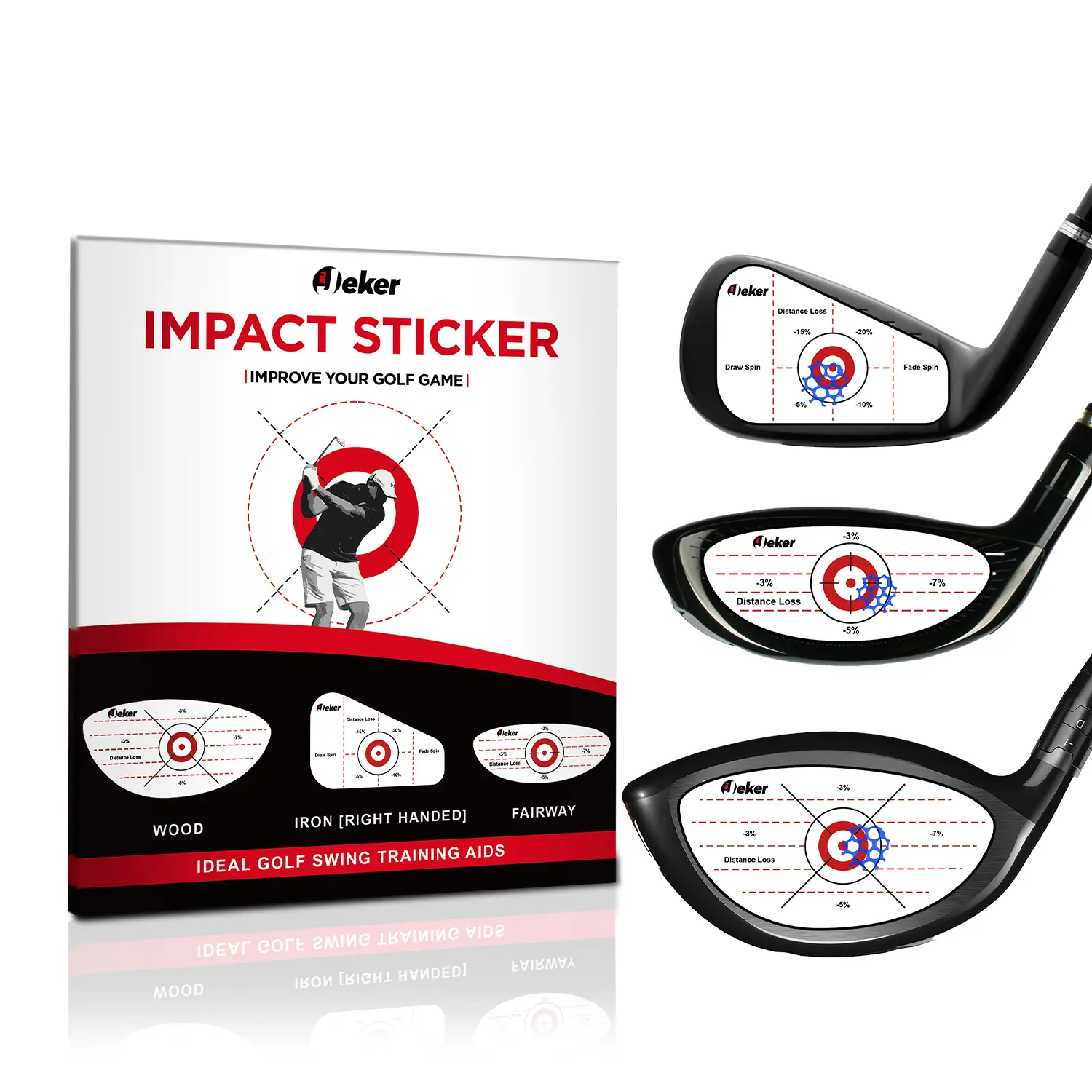 Kingtop Golf Impact Tape - Golf Accessories, High-Resolution Strike Stickers for Iron, Wood, Fairway Clubs, Non-Residue Swing Training Aid Labels, 360pcs, 360 Pcs, Mixed Club Types