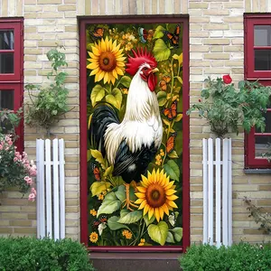 2pcs   Vintage Rooster Sunflower Wall Stickers Creative Home Decor Self Adhesive Waterproof Removable Living Room BedroomWall Decals Kids Room Background Wall Art Festival Party Supplies  Collage Self