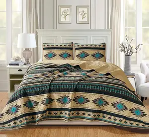 CHEZMOI COLLECTION Prescott Southwestern Tribal Multi-color Bedspread Set Machine Quilted Microfiber Quilt Soft Versatile Lightweight