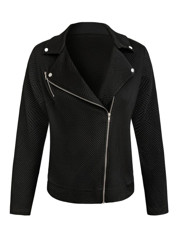 Women's plus size casual jacket, new lapel long sleeved zipper design, autumn and winter fashionable women's outerwear