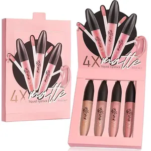 UCANBE 4 Pcs/Set Velvet Matte Liquid Lipstick Makeup Classic Waterproof Long Lasting Smooth Soft Reach Colors Full Lips Gloss For Women Gift (SETA)