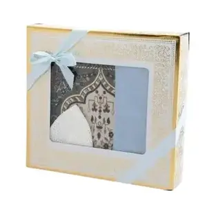 Islamic Gift Set with Prayer Mat Scarf Tasbih & Kufi Hajj Umrah Mawlid Gift for Spiritual Celebrations Lined Toros Prayer Mat 100 cm Cotton Scarf 99-bead Tasbih Classic Kufi Acetate Box