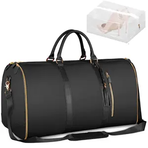 Convertible Travel Garment Bag, Foldable Carry on Garment Duffel Bag with Shoulder StrapShoes Bag for Men Women- 2 in 1 Hanging Suitcase Suit Travel Bags