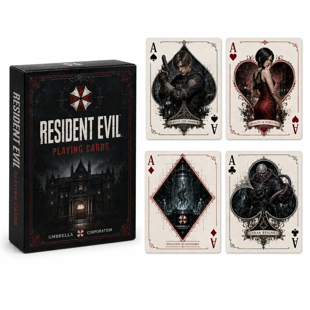 Resident Evil Playing Cards, Umbrella Corp Art Deck & Collectible Gift Idea