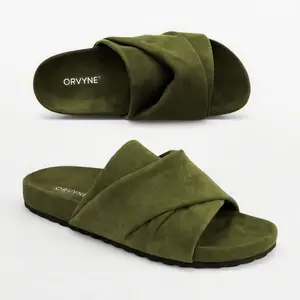 ORVYNE Color-Shift Suede Slides for Women Comfortable Non-Slip Spring/Summer Slippers with Light-Responsive Fabric Soft Suede Spring/Summer Cozy Anti-Slip Slippers in Olive Green for Indoor Outdoor Wear Women's Walking Shoes Lightweight & Cozy Fit