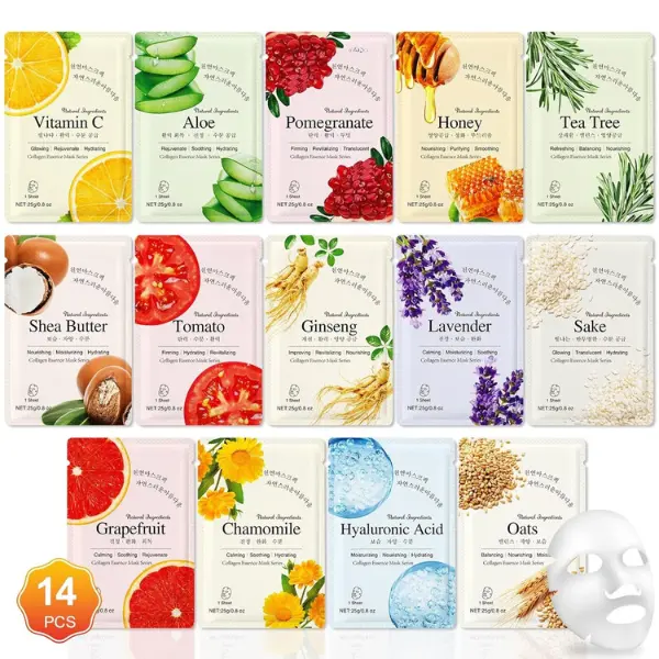 Halloween Fall Gift 14-Pack Sheet Face Masks – Hydrating Skincare for Dry Skin, Bulk Facial Mask Set for Women, Spa-Ready Face Mask Gift Set