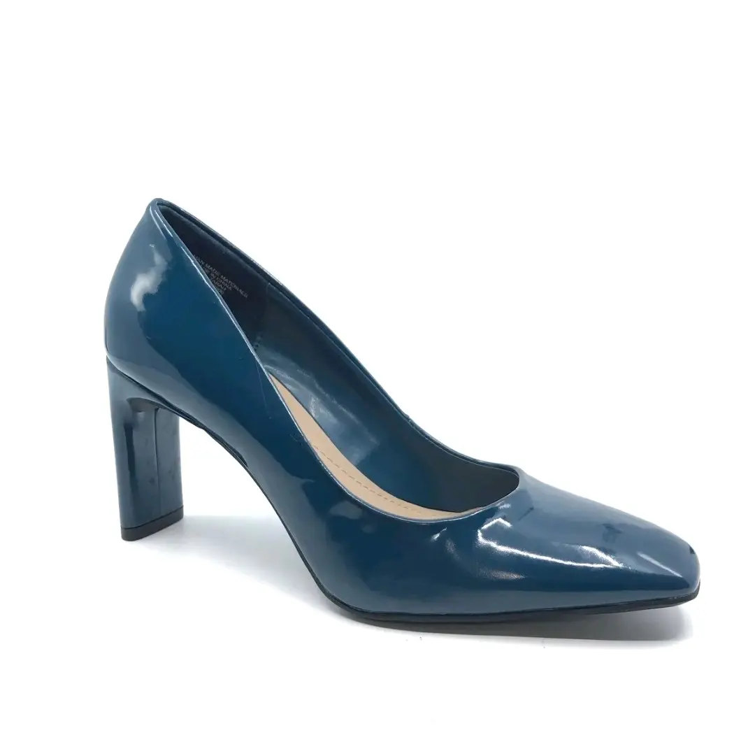 Alfani Womens Step N Flex Tarah Square Toe Pumps Teal Patent Size 7M
